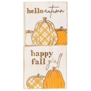 Hello Autumn Plaid Pumpkin Block, 2 Asstd. 35539;