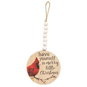 Christmas Cardinal Round Beaded Ornament, 2 Asstd. 35555;