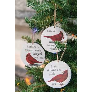 Cardinal Sentiment Ornaments, 3 Asstd.