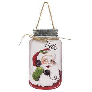 Hello Santa Mason Jar Hanger, 3 Asstd.