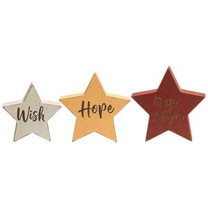 3/Set, Reversible Christmas Words Chunky Star Sitters