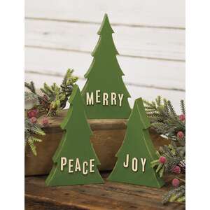 3/Set, Joy Merry & Peace Wooden Trees