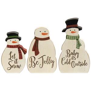 3/Set, Tis The Season Engraved Chunky Snowman Sitters