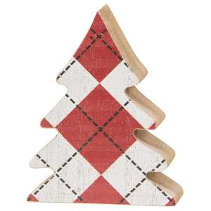 Distressed Wooden Plaid Christmas Trees, 2/Set 35720;