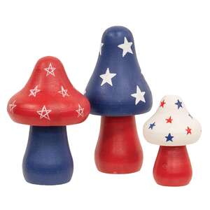 Wooden Americana Mushroom Sitters - 3/Set 38323;