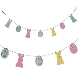 Glittered Wooden Easter Egg & Bunny Garland 38404;