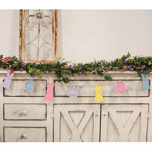 Glittered Wooden Easter Egg & Bunny Garland 38404;