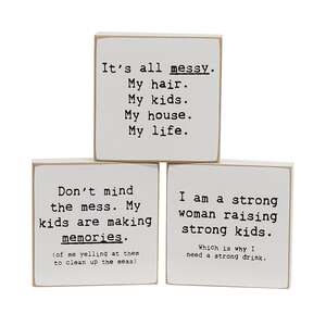 Strong Woman Strong Kids Mini Square Block, 3 Asstd. 38486;