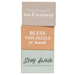 Bless This Hizzle Rectangle Block - 3 Asstd. 38504;