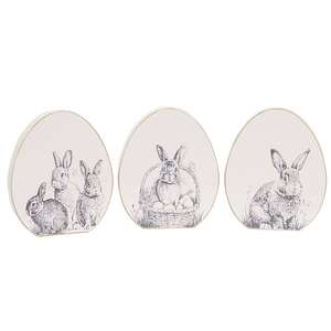 Easter Bunny Sketch Wooden Egg Block - 3 Asstd. 38517;