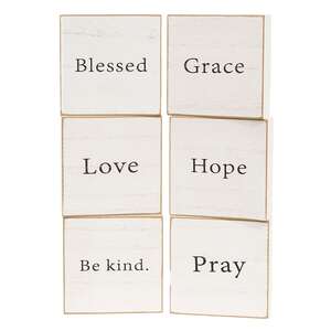 Inspirational Faith Word White Wooden Square Block - 6 Asstd. 38533;