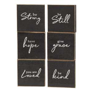 Inspirational Hope Words Black Wooden Square Block - 6 Asstd. 38534;