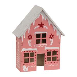 Frosty Pink Yuletide Folklore Wooden House 38800;