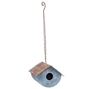 Distressed Blue Metal Birdhouse 70176;