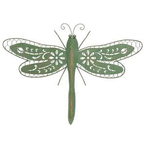 Distressed Green Metal Wall Dragonfly 70179;