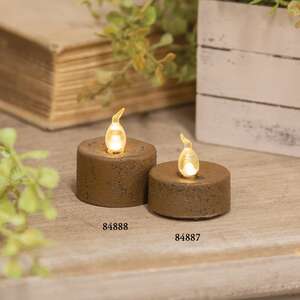 Distressed Brown Timer Tealight 1.5" x 1.5"