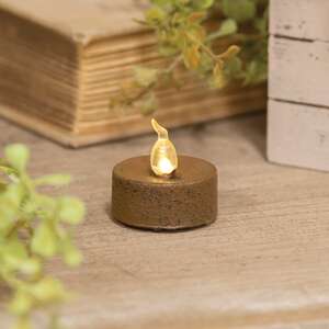 Short Distressed Brown Timer Tealight 1.25" x 1.5"