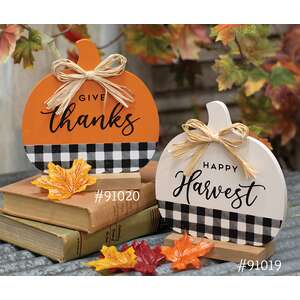 Give Thanks Buffalo Check Pumpkin