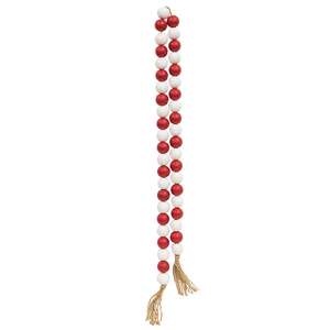 Beaded String Red White w/Jute Tassels 91079;