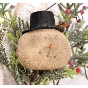 Grungy Primitive Top Hat Snowhead Ornament