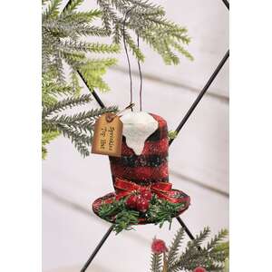 Sprinkles Buffalo Check Top Hat Ornament