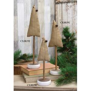 Green Ticking Stripe Tree on Base, 13"