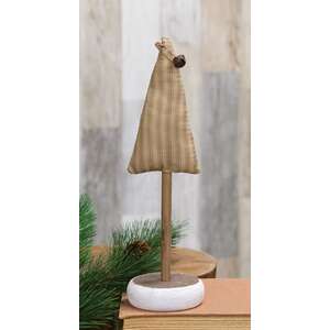 Green Ticking Stripe Tree on Base, 11"