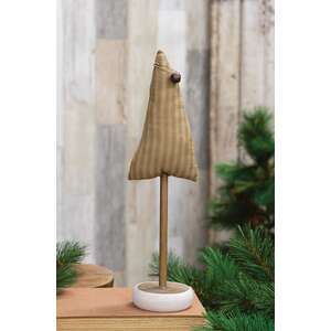 Green Ticking Stripe Tree on Base, 13"