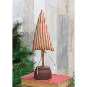 Red Ticking Stripe Tree on base, 11"