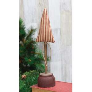 Red Ticking Stripe Tree on Base, 13"
