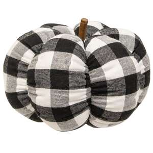 Black & White Buffalo Check Stuffed Pumpkin, 8" CS38219;