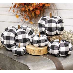 Black & White Buffalo Check Stuffed Pumpkin Collection;