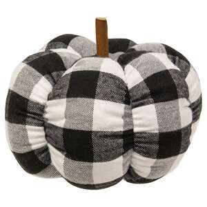 Black & White Buffalo Check Stuffed Pumpkin, 6.5" CS38220;