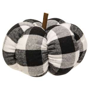 Black & White Buffalo Check Stuffed Pumpkin, 5" CS38221;