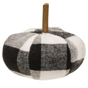 Black & White Buffalo Check Stuffed Pumpkin, 3" CS38232;