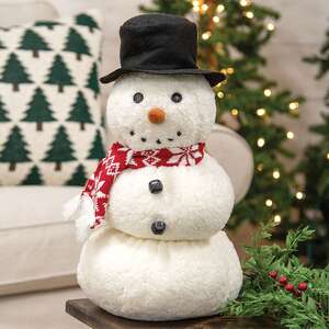Stuffed Sherpa Snowman In Top Hat & Scarf, 15"H CW4034;