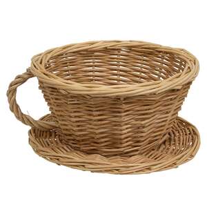 Natural Willow Coffee Cup & Saucer Basket - 8" x 4" HAC2456;