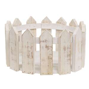 Distressed White Wooden Picket Jar Candle Holder - 9.5" HAC2460;