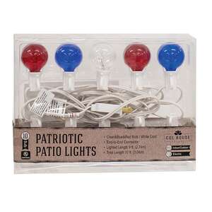 Patriotic Patio Lights, 10 ct, 9ft L03663;