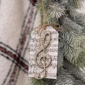 Glittered Treble Clef Tag Ornament SA112553;