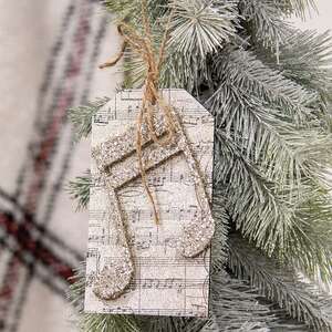 Glittered Music Note Tag Ornament SA112554;