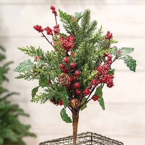 Shimmering Holly Pine & Berries Bush, 17" SA112601;