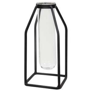 Glass Tube Vase w/Metal Frame, Thin 14501B;
