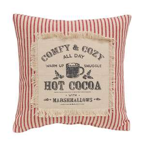 Comfy & Cozy All Day Red Ticking Stripe Pillow, 10" Sq. 19163;