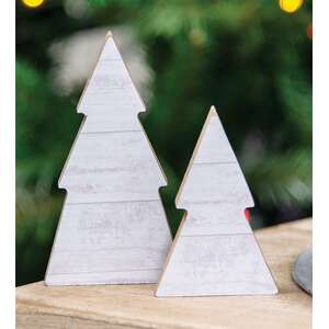 White Shiplap Christmas Tree Sitters, 2/Set 35068;
