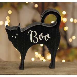 Boo Cat Chunky Wood Sitter