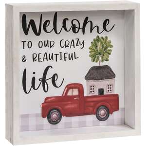 Welcome To Our Crazy & Beautiful Life Framed Box Signs, 2 Asstd.