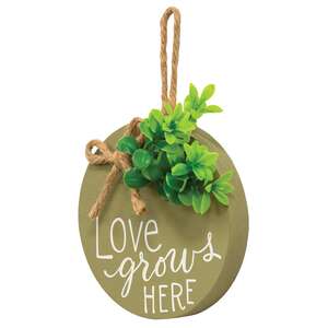 Our Nest Round Sign Ornament w/Greenery, 3 Asstd.