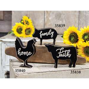 Faith Distressed Black Cow Sitter