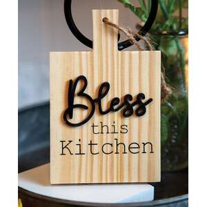 Bless This Kitchen Natural Cutting Board Ornament